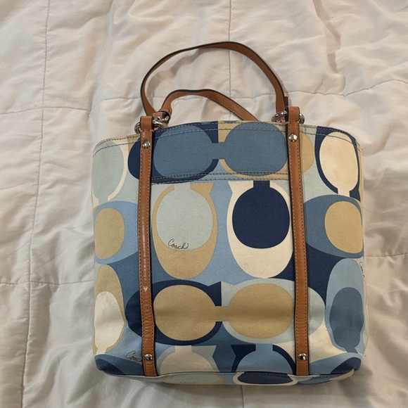 Coach Handbags - Coach Multicolor Tote with Blue and Tan Accents